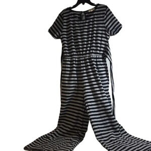 Hayden Girls Jumpsuit/Romper Black/Gray Stripes Girls Size M Short Sleeves
